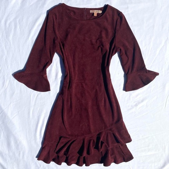 Aryeh Dresses & Skirts - Aryeh Maroon Faux Suede Dress